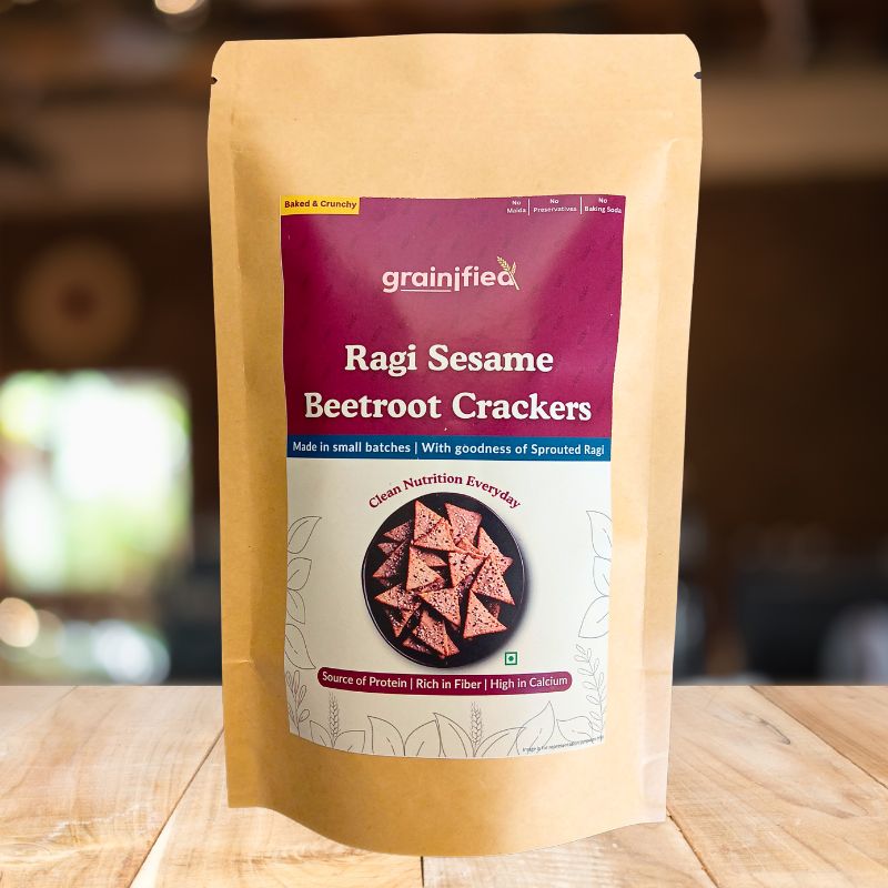 Trial Pack-Sprouted Ragi Sesame Beetroot Crackers (80g)